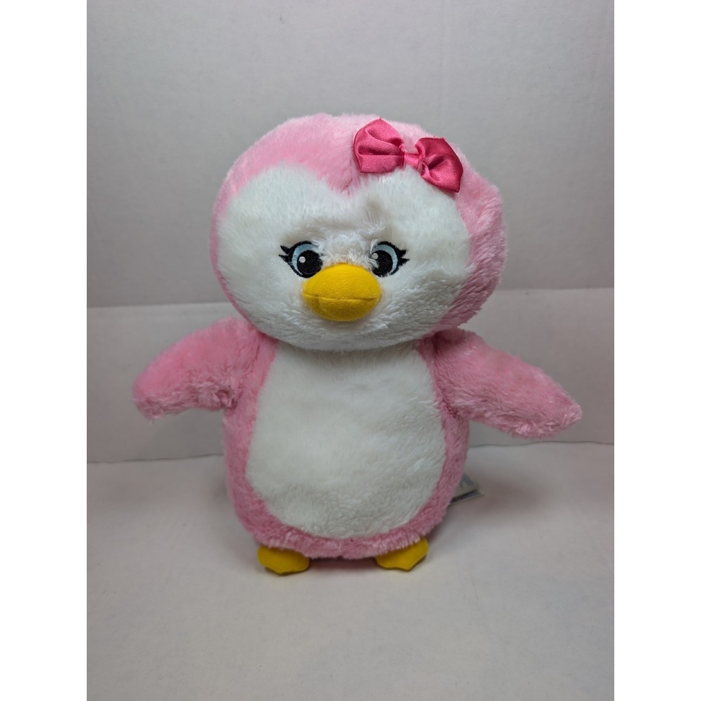 Build-A-Bear Pink Penguin Plush 12" Bow White Belly Retired B-A-B